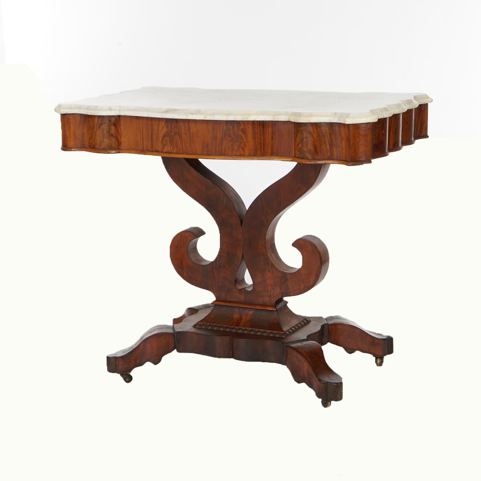 Antique Classical American Empire Mahogany & Marble Console Table, C1840 For Sale 1