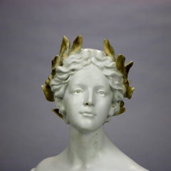 Antique Classical Amphora Porcelain Parcel Gilt Portrait Bust, Circa 1910