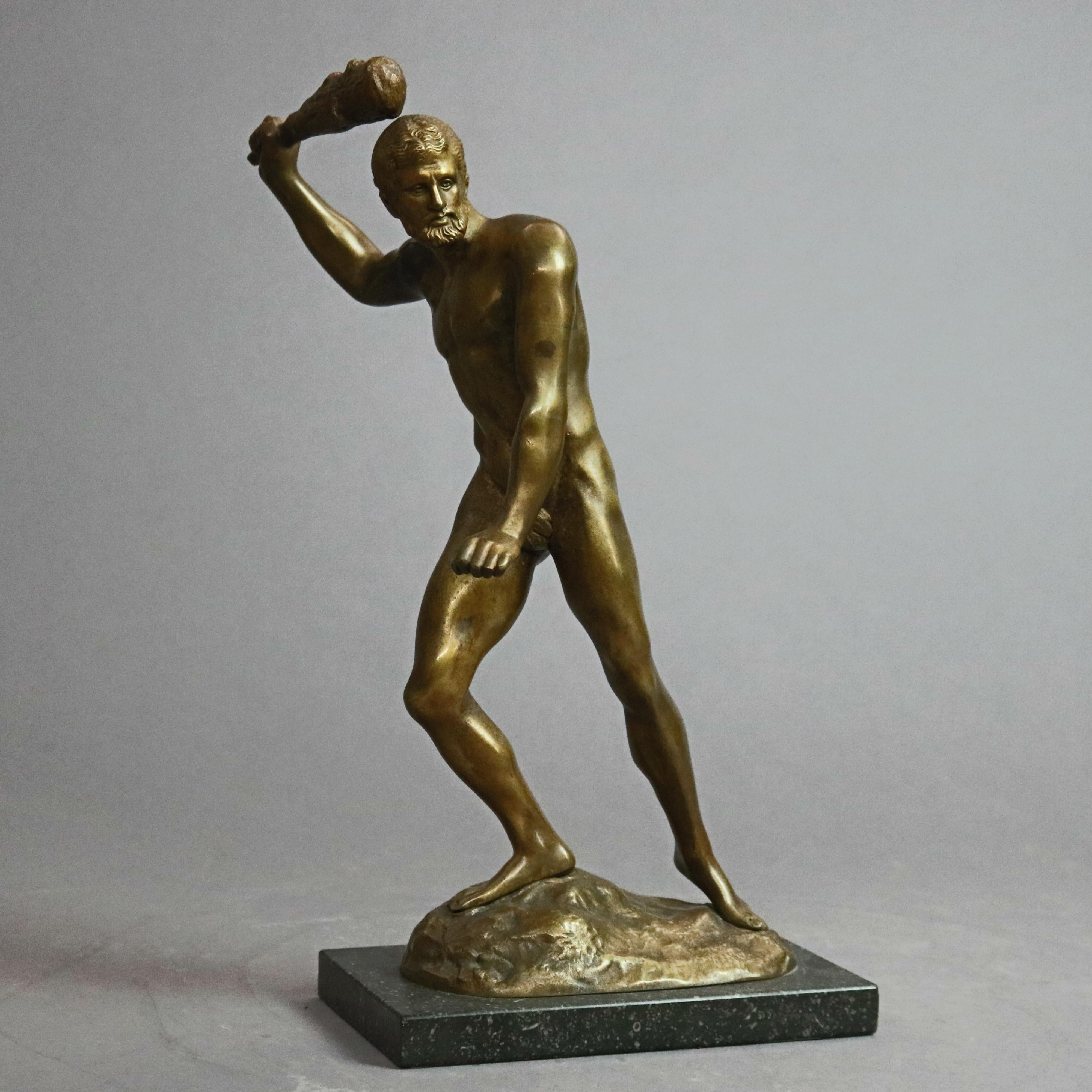 An antique cast bronze sculpture depicts male figure, gladiator, 19th century

Measures - 15