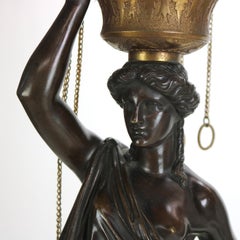 Antique Classical Bronze Sculptural Eight Light Candelabra C1890