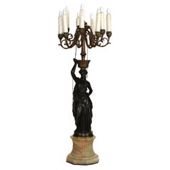 Antique Classical Bronze Sculptural Eight Light Candelabra C1890