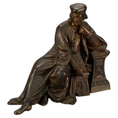 Antique Classical Bronze Sculpture of Seated Scholar Figure Circa 1890