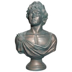 Antique Classical Bronzed Plaster Portrait Sculpture of Caesar, circa 1930