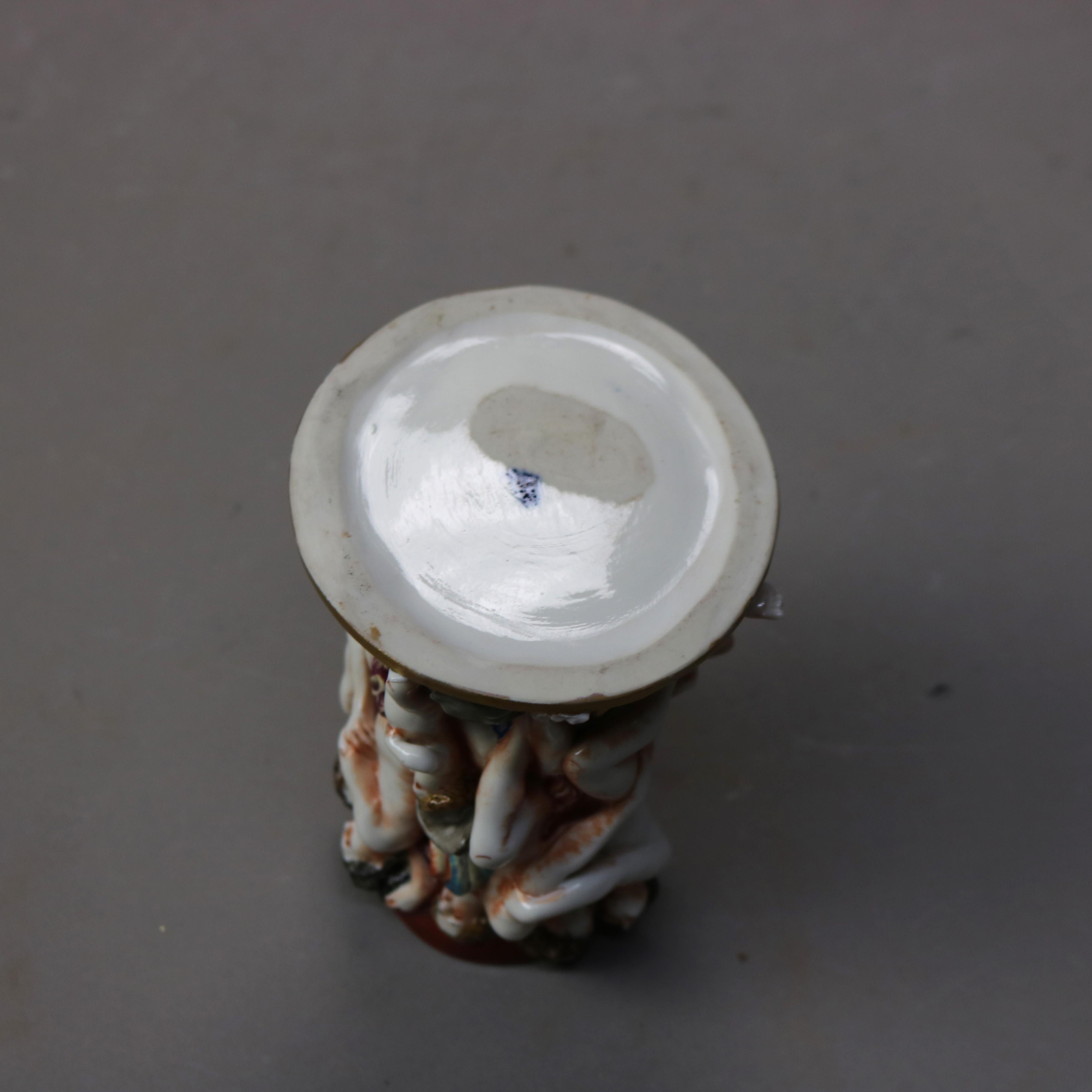 19th Century Antique Classical Capodimonte Figural Porcelain Set - One Lidded & Two Open Jars