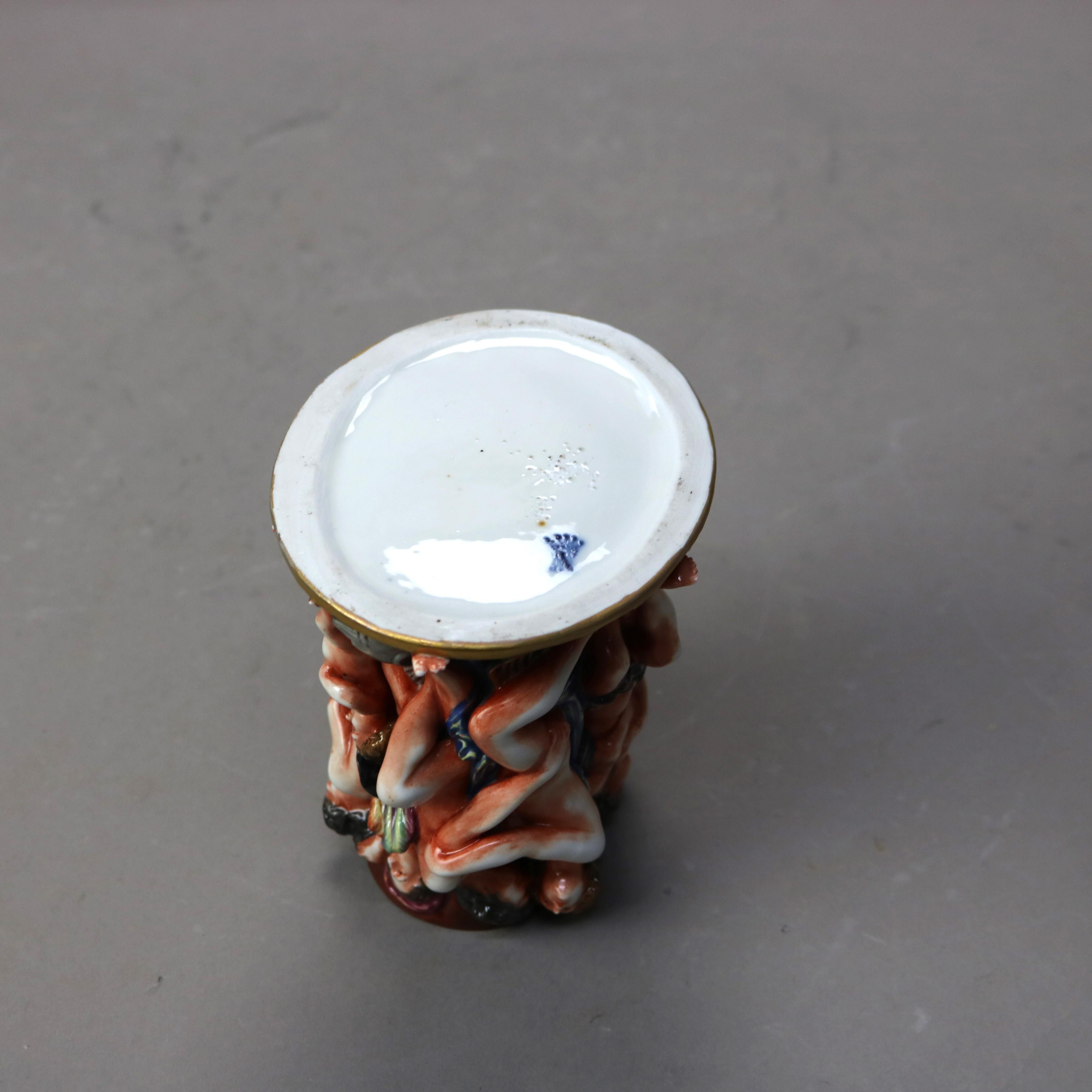 Antique Classical Capodimonte Figural Porcelain Set - One Lidded & Two Open Jars 2