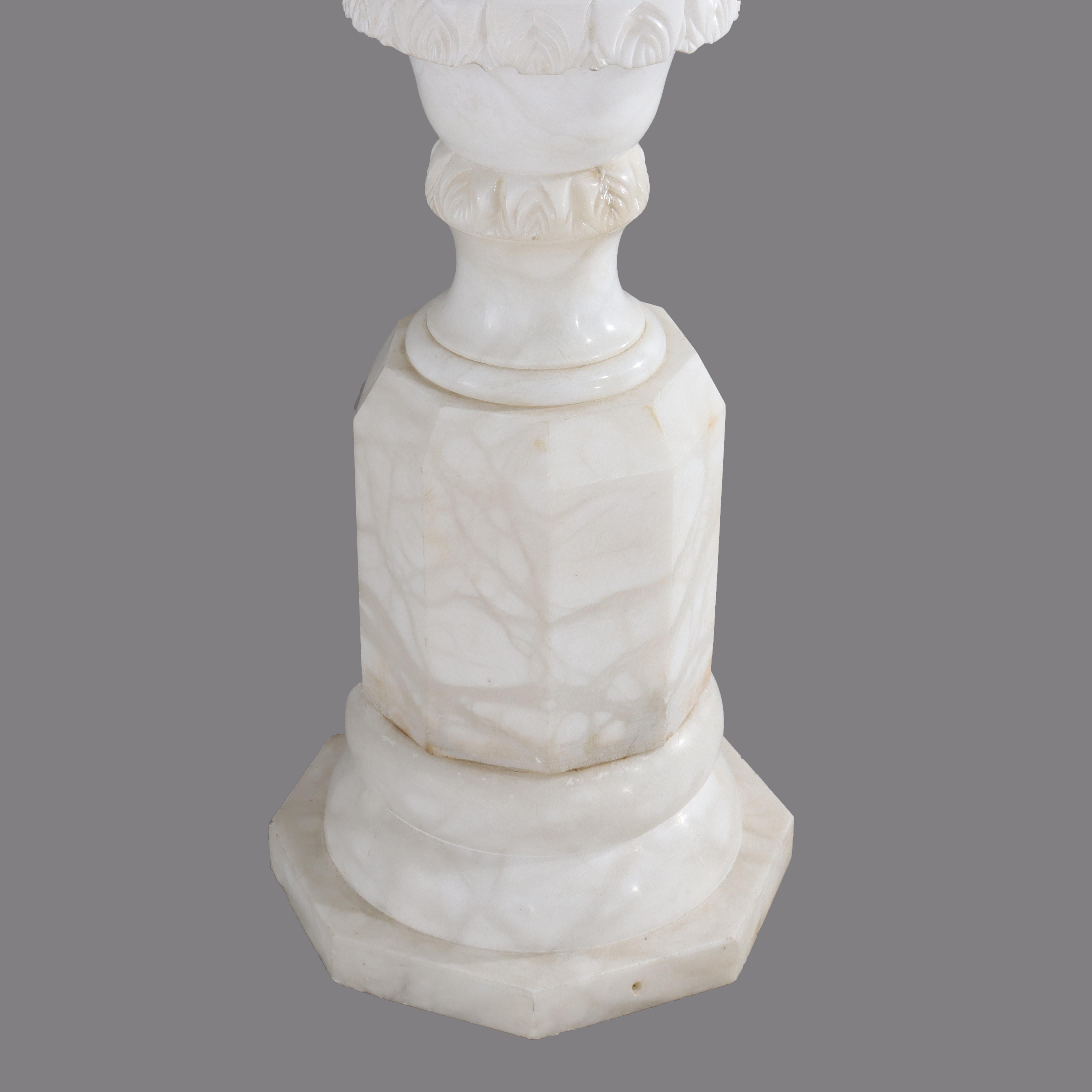 Antigua Escultura Clásica de Alabastro Tallado Pedestal Expositor C1910 en venta 1