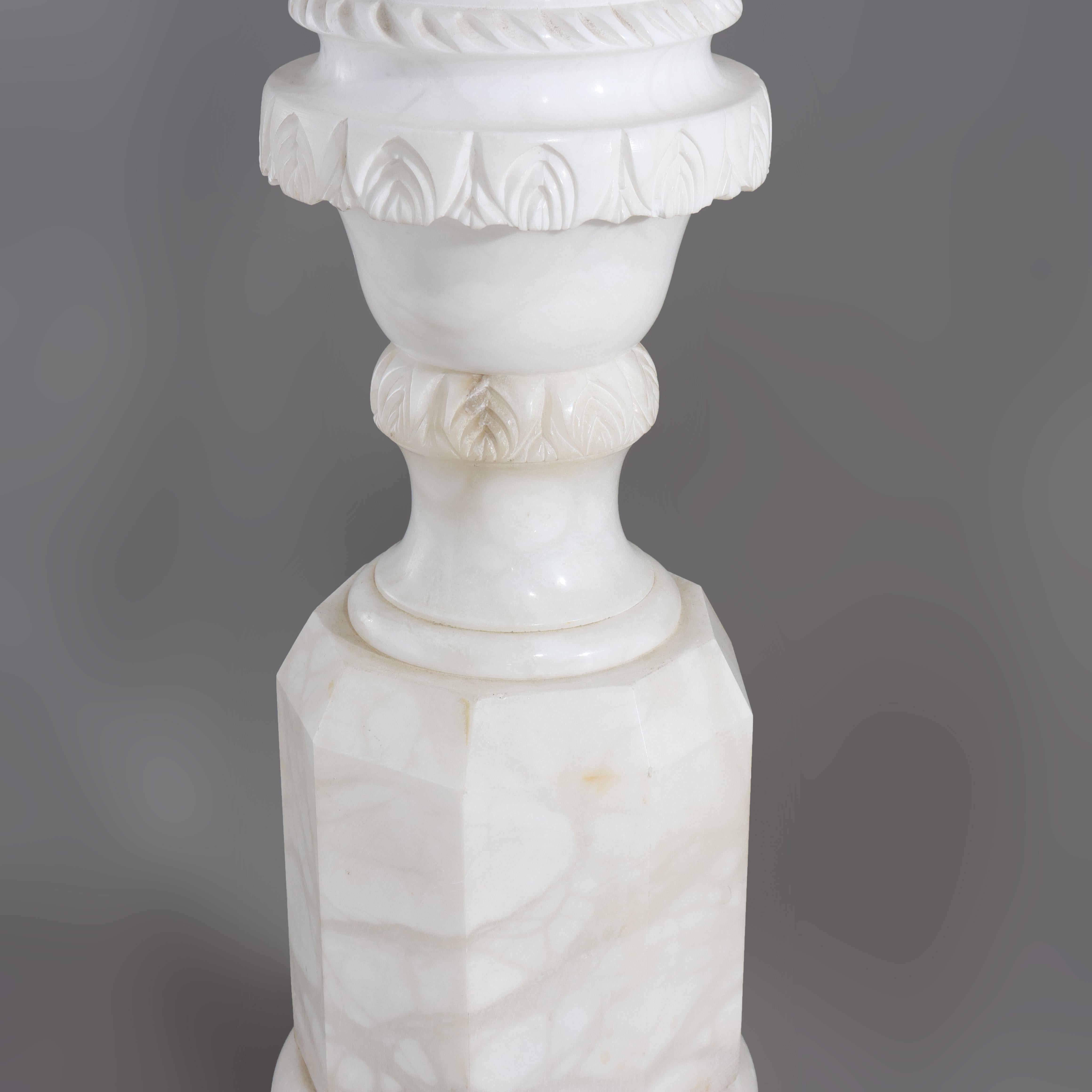 Antigua Escultura Clásica de Alabastro Tallado Pedestal Expositor C1910 en venta 3