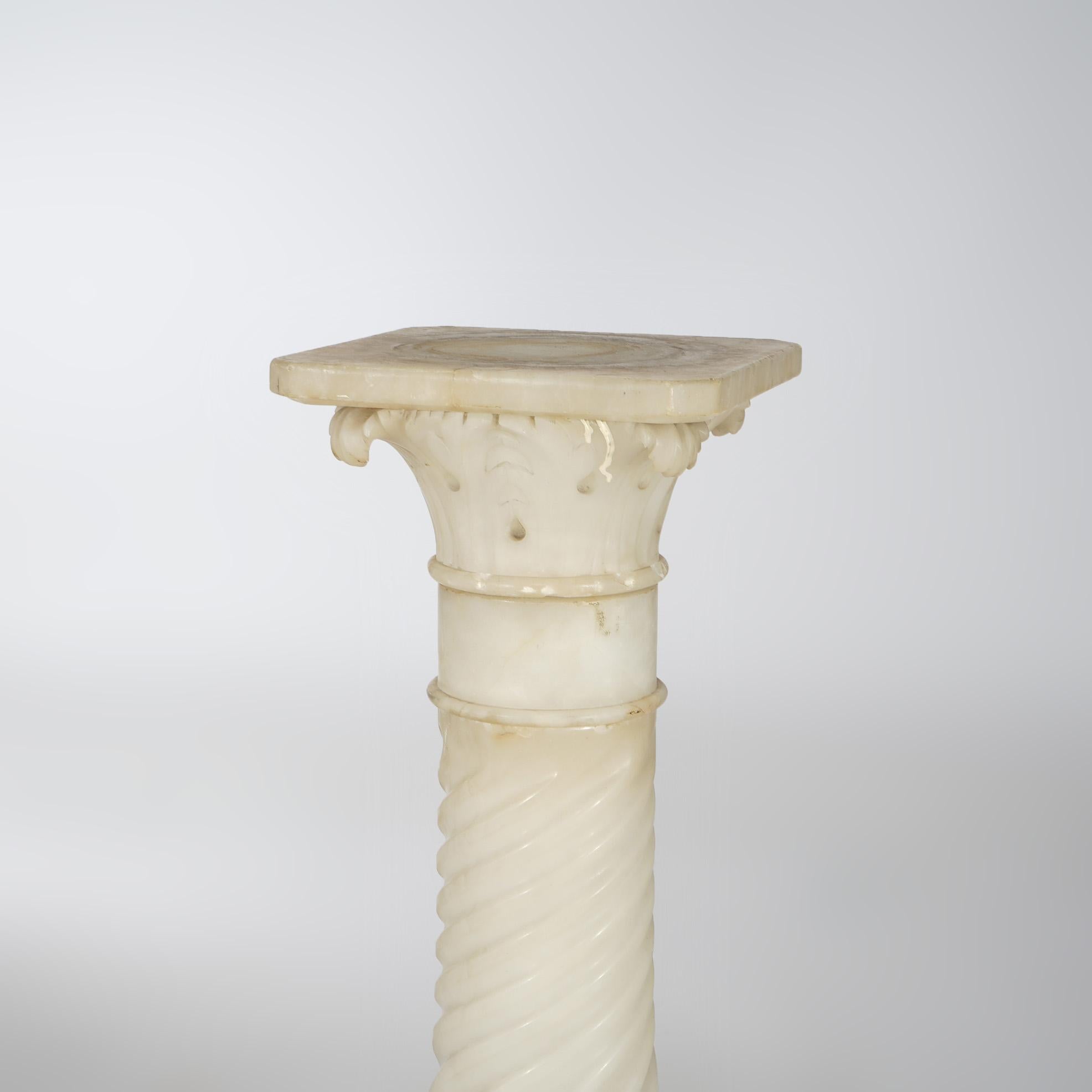 Antique Classical Carved Corinthian Form Alabaster Sculpture Pedestal Circa 1890 For Sale 2