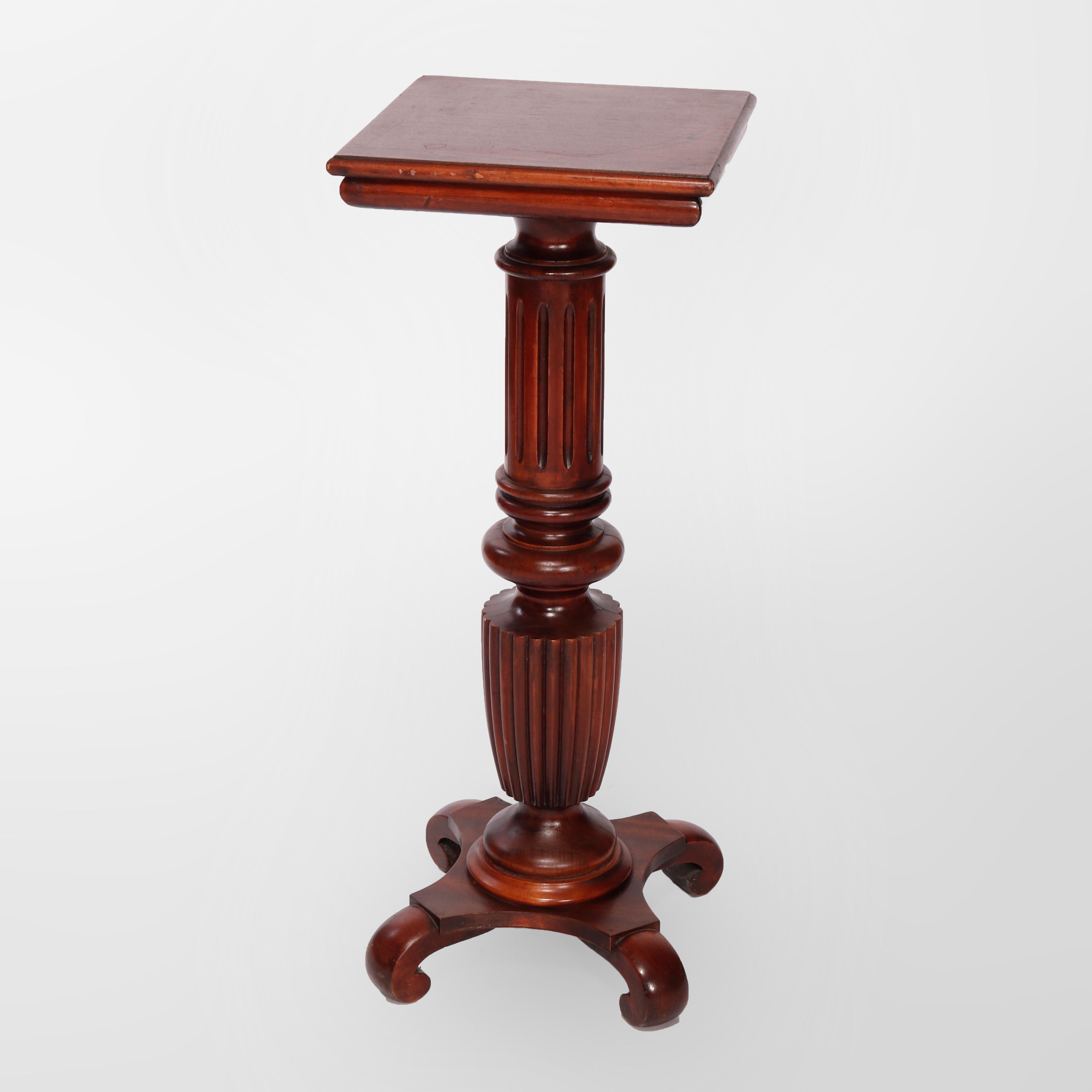 Antique Classical Carved Mahogany Sculpture Pedestal Circa 1900 In Good Condition For Sale In Big Flats, NY