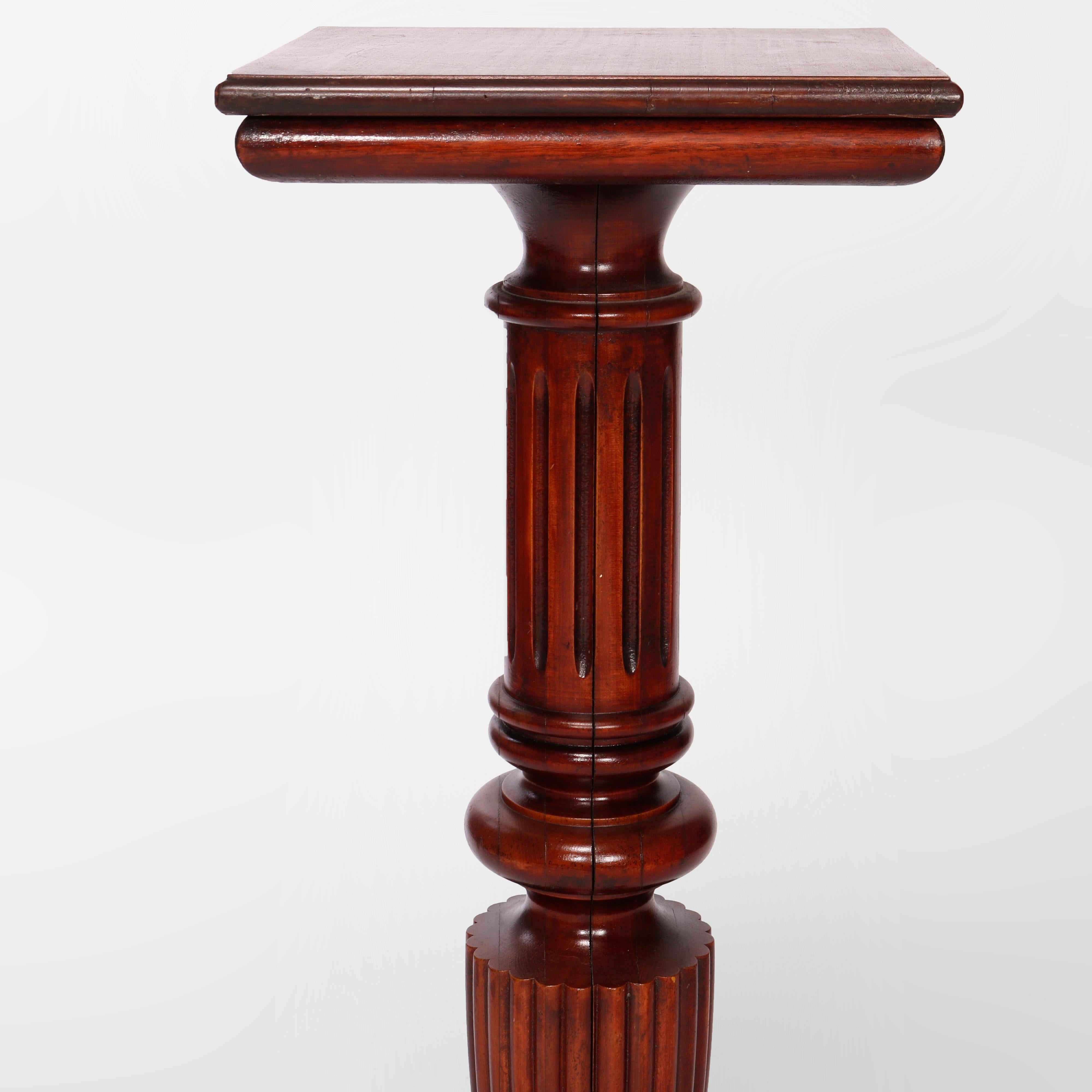 Antique Classical Carved Mahogany Sculpture Pedestal Circa 1900 For Sale 1