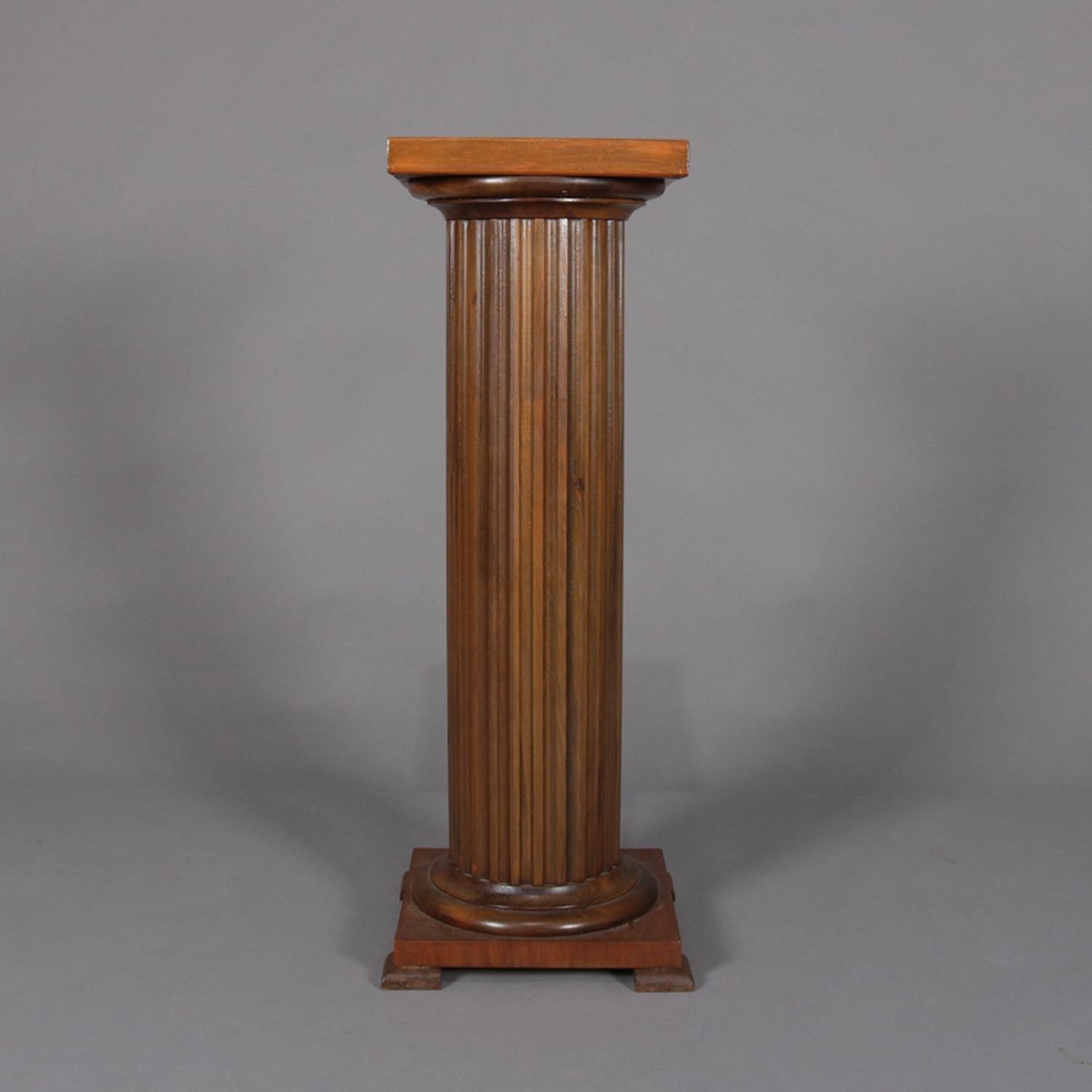 Classical Greek Antique Classical Carved Oak Corinthian Column Sculpture Display Stand