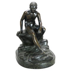 Antique Classical Cast Bronze Sculpture ff Hermes C1900
