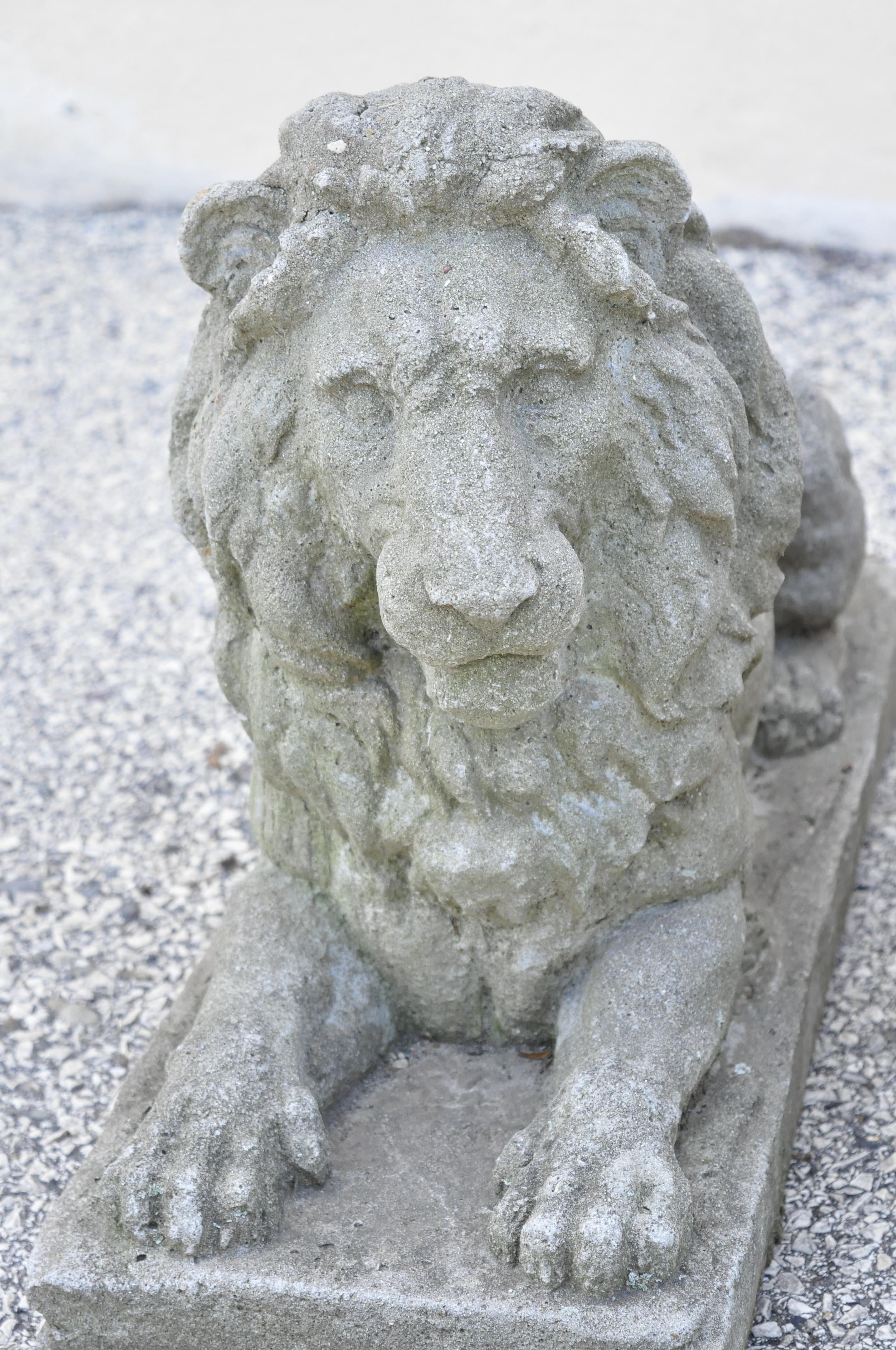 concrete lion statues