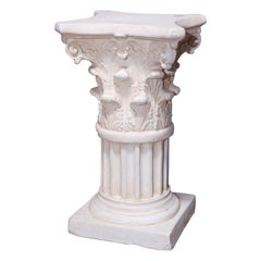 Antique Classical Corinthian Column Plaster Sculpture Display Pedestal, 20th C