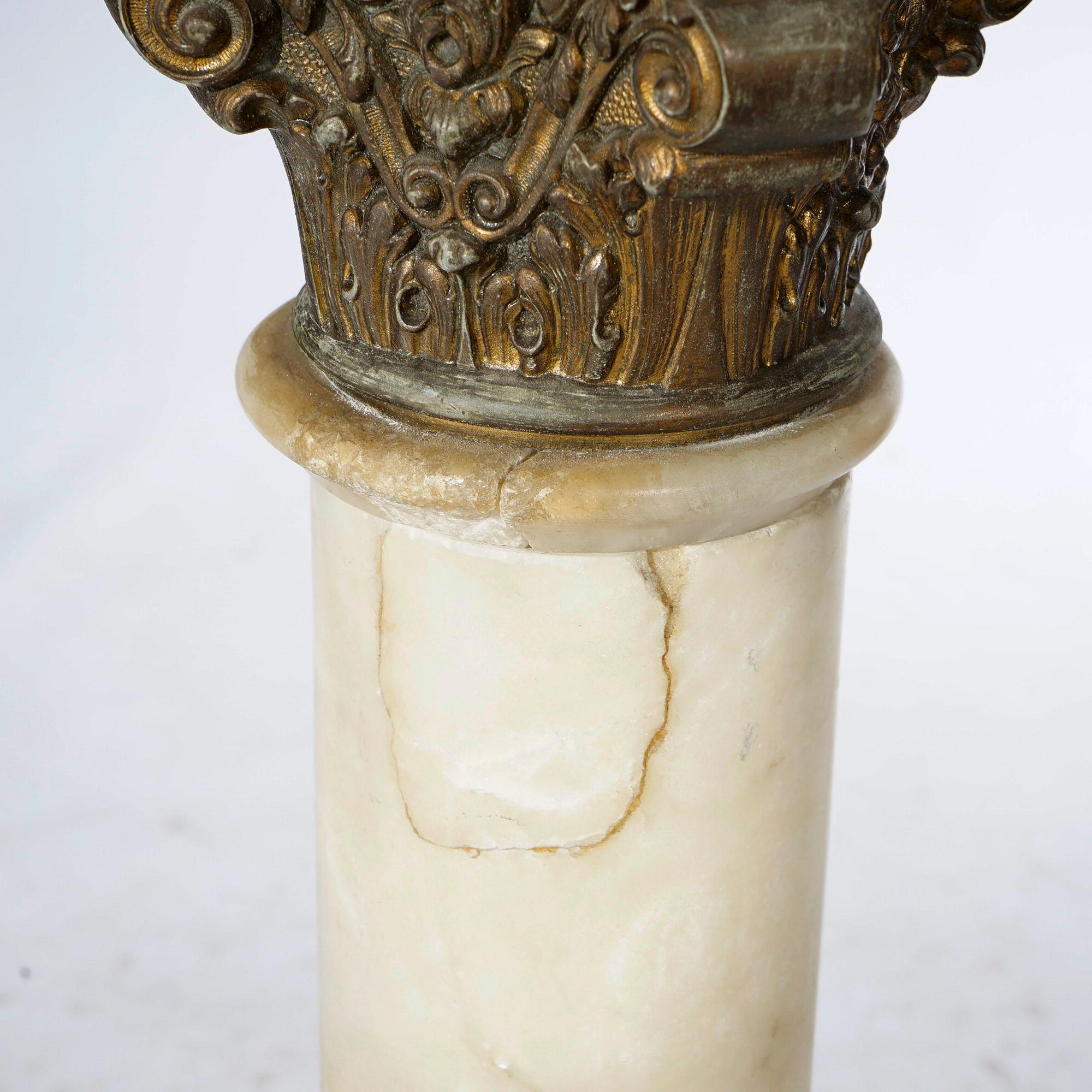 Antico piedistallo classico corinzio greco-romano in marmo e supporti in bronzo, 1890 ca. in vendita 5