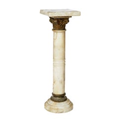 Antique Classical Corinthian Greco-Roman Marble Pedestal & Bronze Mounts, c1890