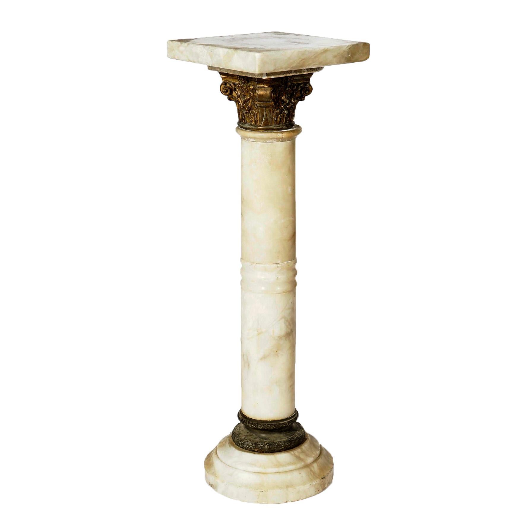 Gréco-romain Piédestal classique corinthien antique en marbre gréco-romain et montures en bronze, vers 1890 en vente