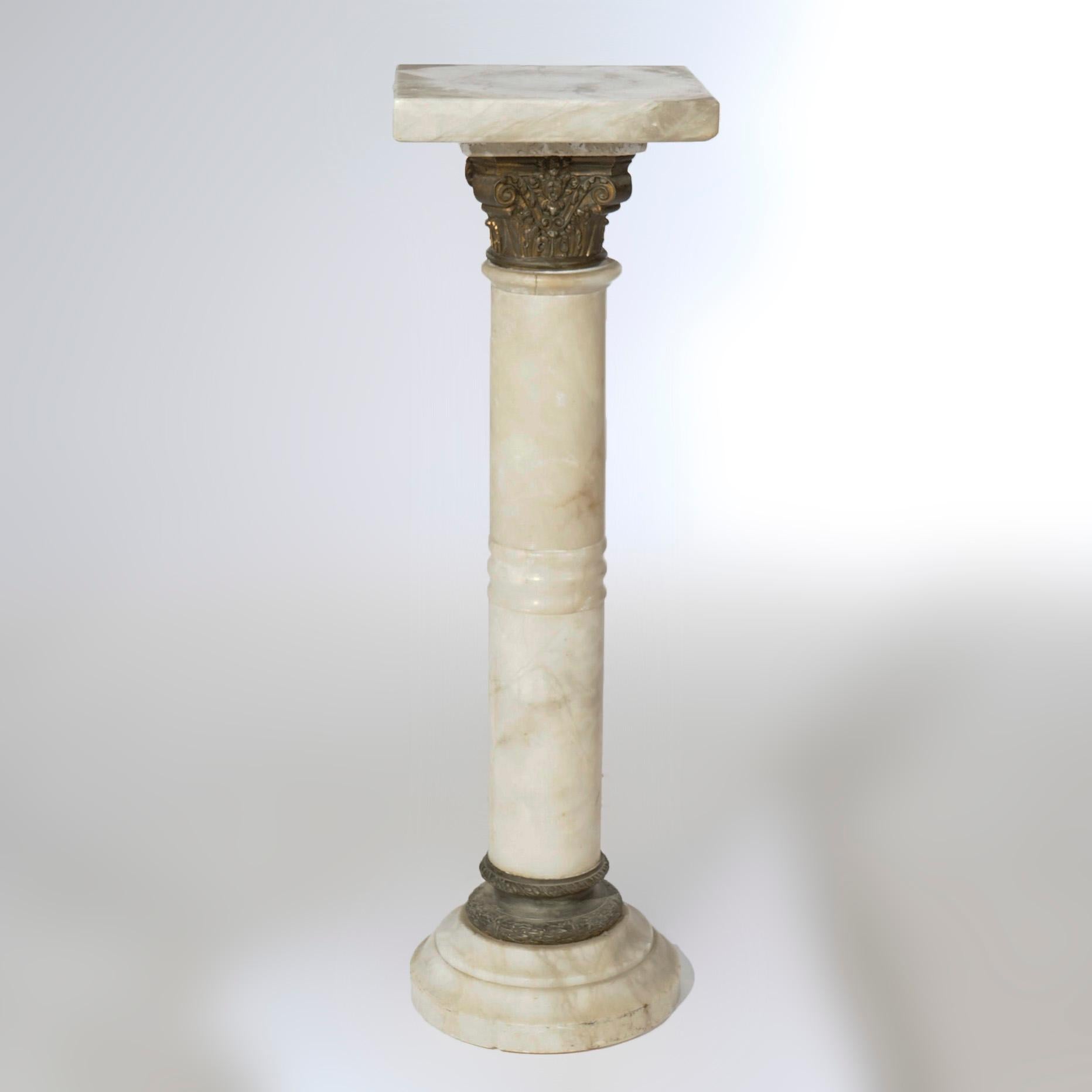 Antique Classical Corinthian Greco-Roman Marble Pedestal & Bronze Mounts, c1890 In Good Condition For Sale In Big Flats, NY