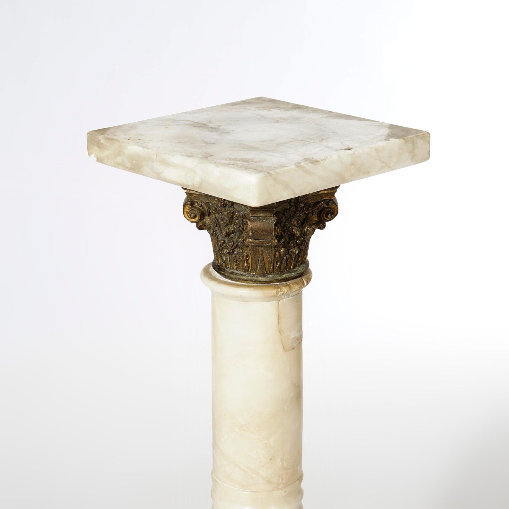 19th Century Antique Classical Corinthian Greco-Roman Marble Pedestal & Bronze Mounts, c1890 For Sale