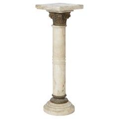 Antique Classical Corinthian Greco-Roman Marble Pedestal & Bronze Mounts, c1890
