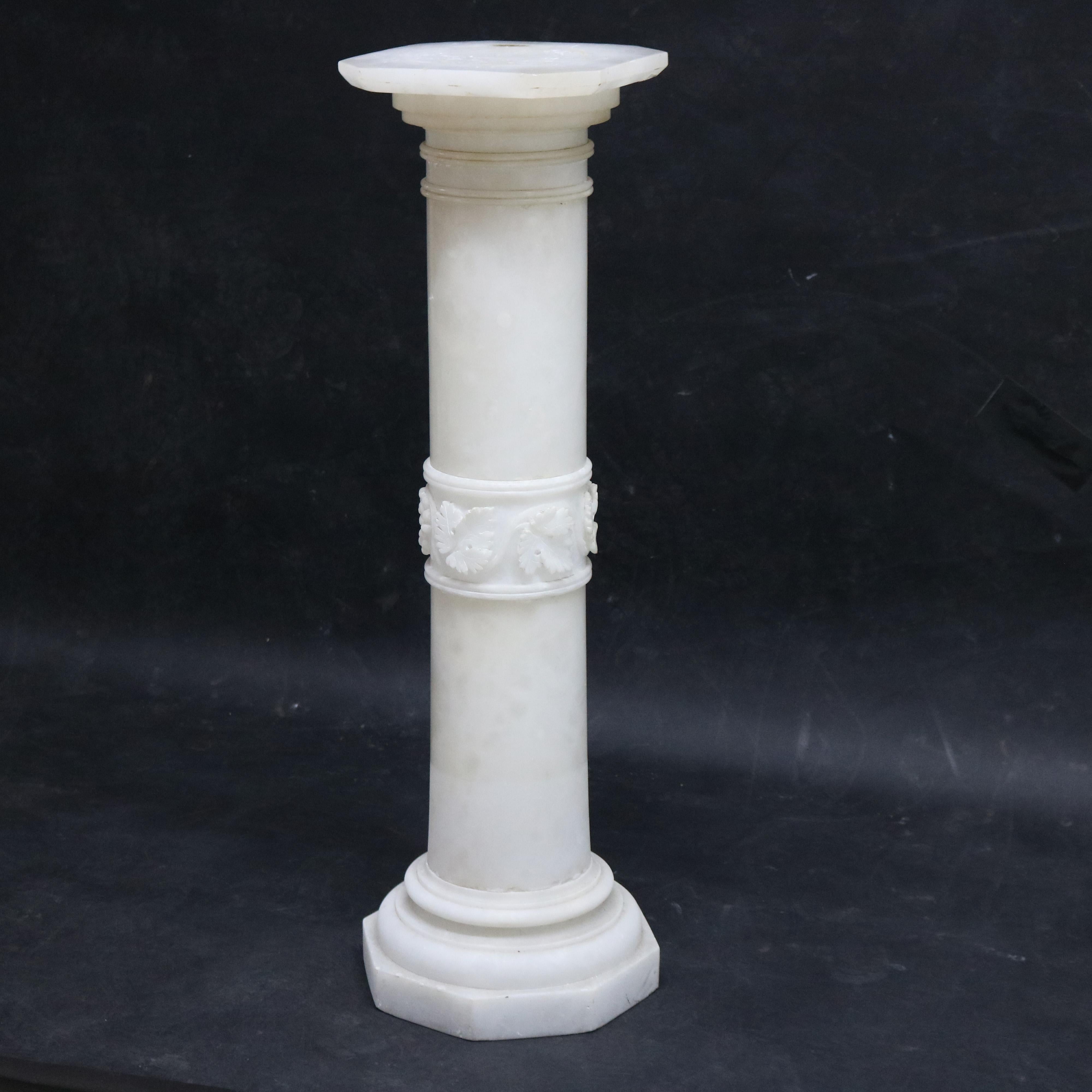 Ancienne colonne dorique classique en albâtre sculpté Sculpture C1890 Bon état - En vente à Big Flats, NY