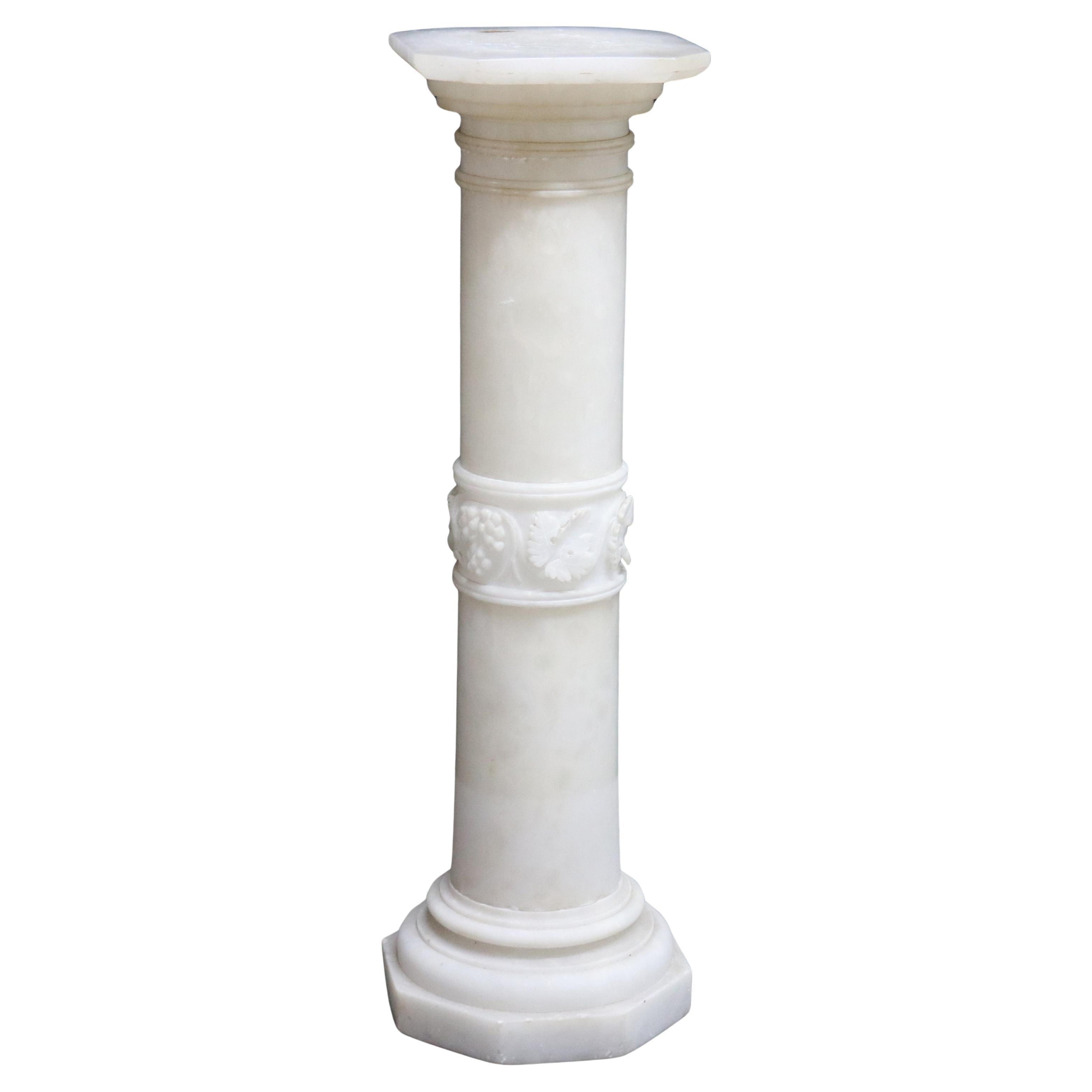 Antike klassische gotische geschnitzte Alabaster-Säulenskulptur aus Alabaster, um 1890
