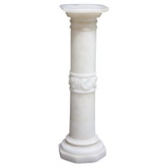 Antike klassische gotische geschnitzte Alabaster-Säulenskulptur aus Alabaster, um 1890