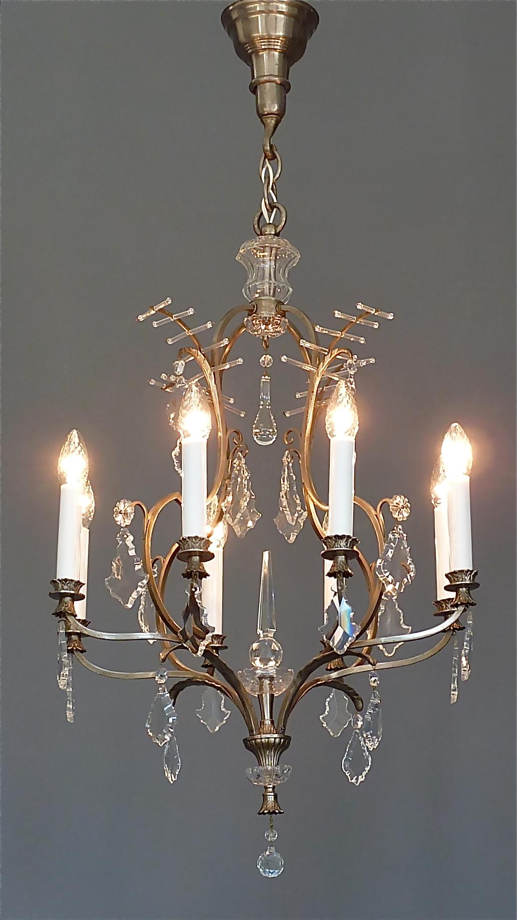 Antico lampadario classico a otto luci in cristallo di Vienna, circa 1910-1920 in vendita 11