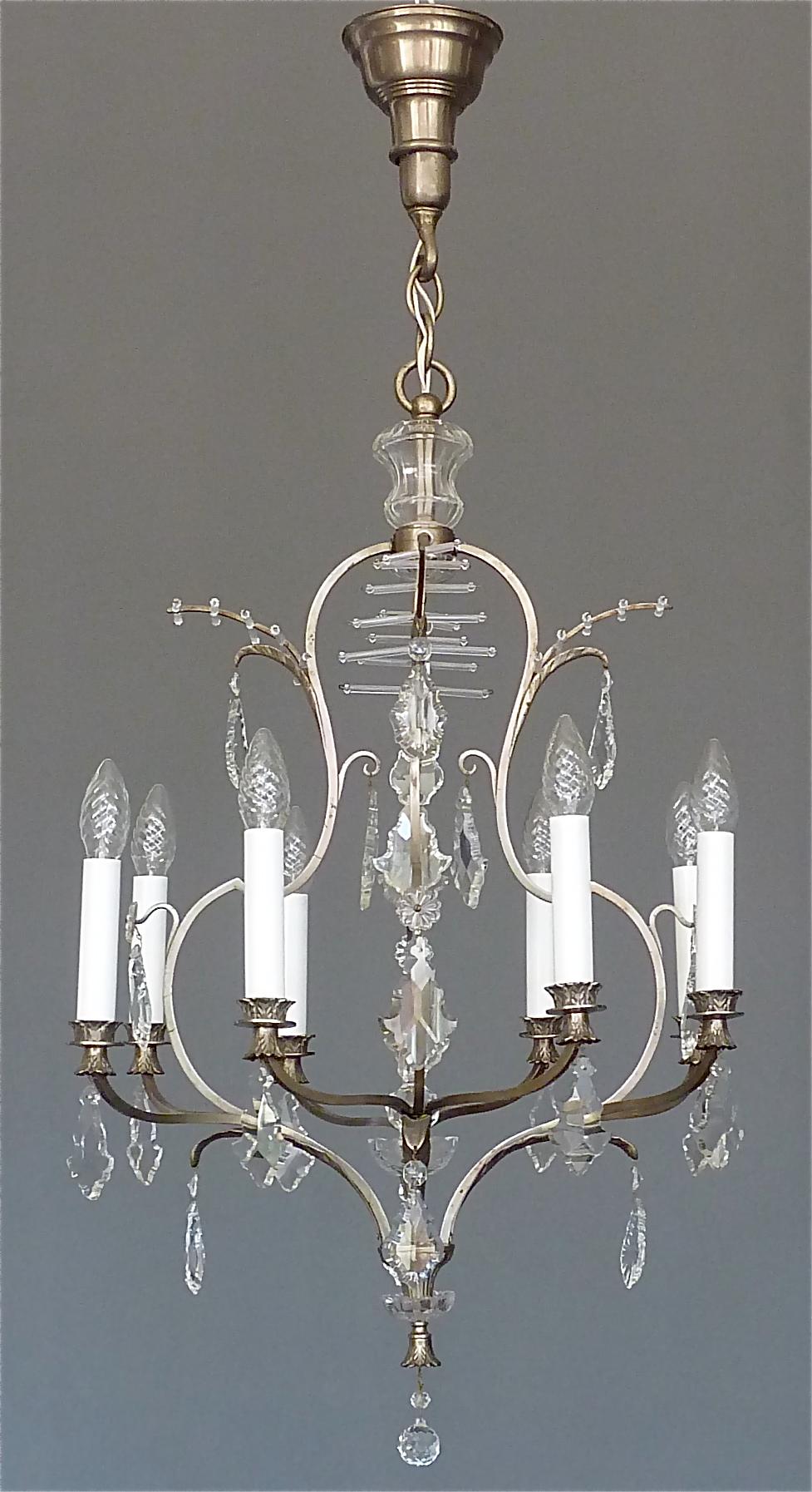 Bohemian Antique Classical Eight-Light Crystal Glass Chandelier Vienna, circa 1910-1920 For Sale