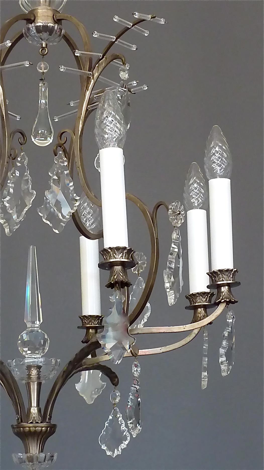 Metal Antique Classical Eight-Light Crystal Glass Chandelier Vienna, circa 1910-1920 For Sale