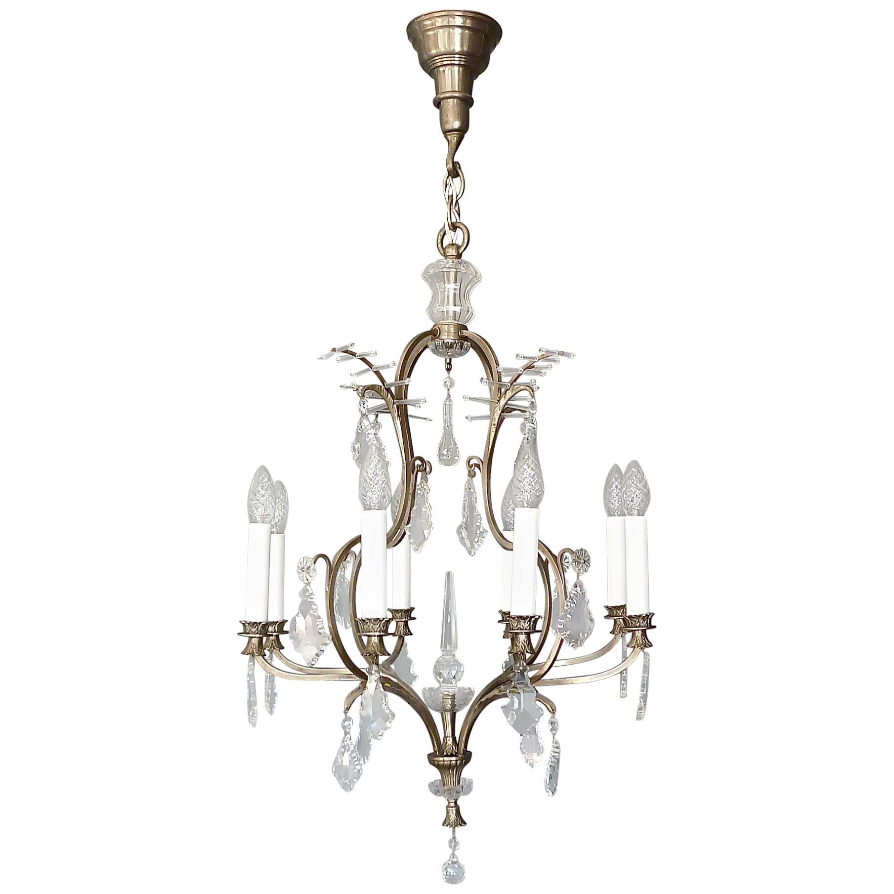 Antique Classical Eight-Light Crystal Glass Chandelier Vienna, circa 1910-1920 For Sale