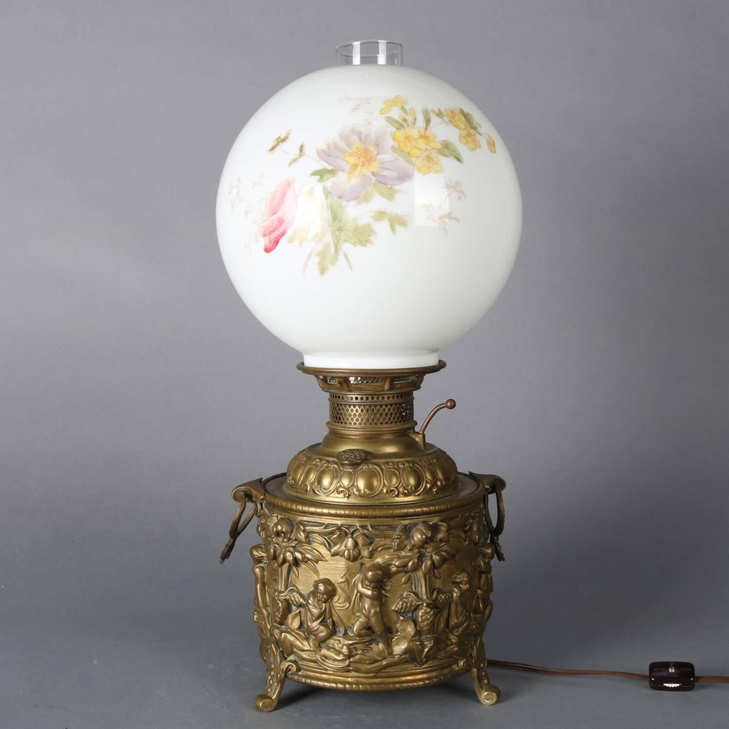 Antique Classical Embossed Brass Urn Form Gone with the Wind Table Lamp 6