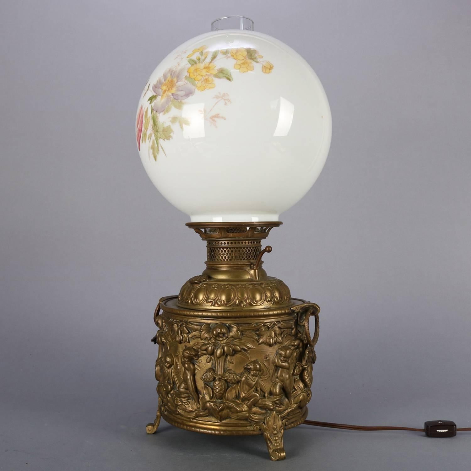 Antique Classical Embossed Brass Urn Form Gone with the Wind Table Lamp 8