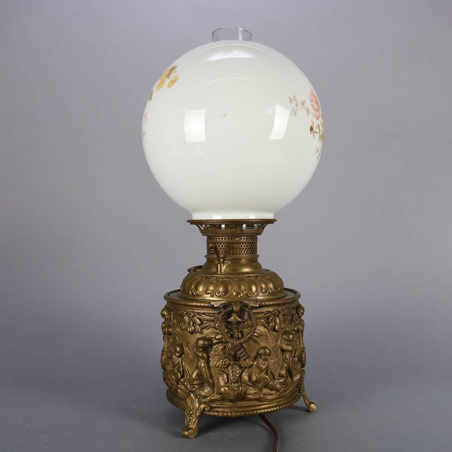 Antique Classical Embossed Brass Urn Form Gone with the Wind Table Lamp 10
