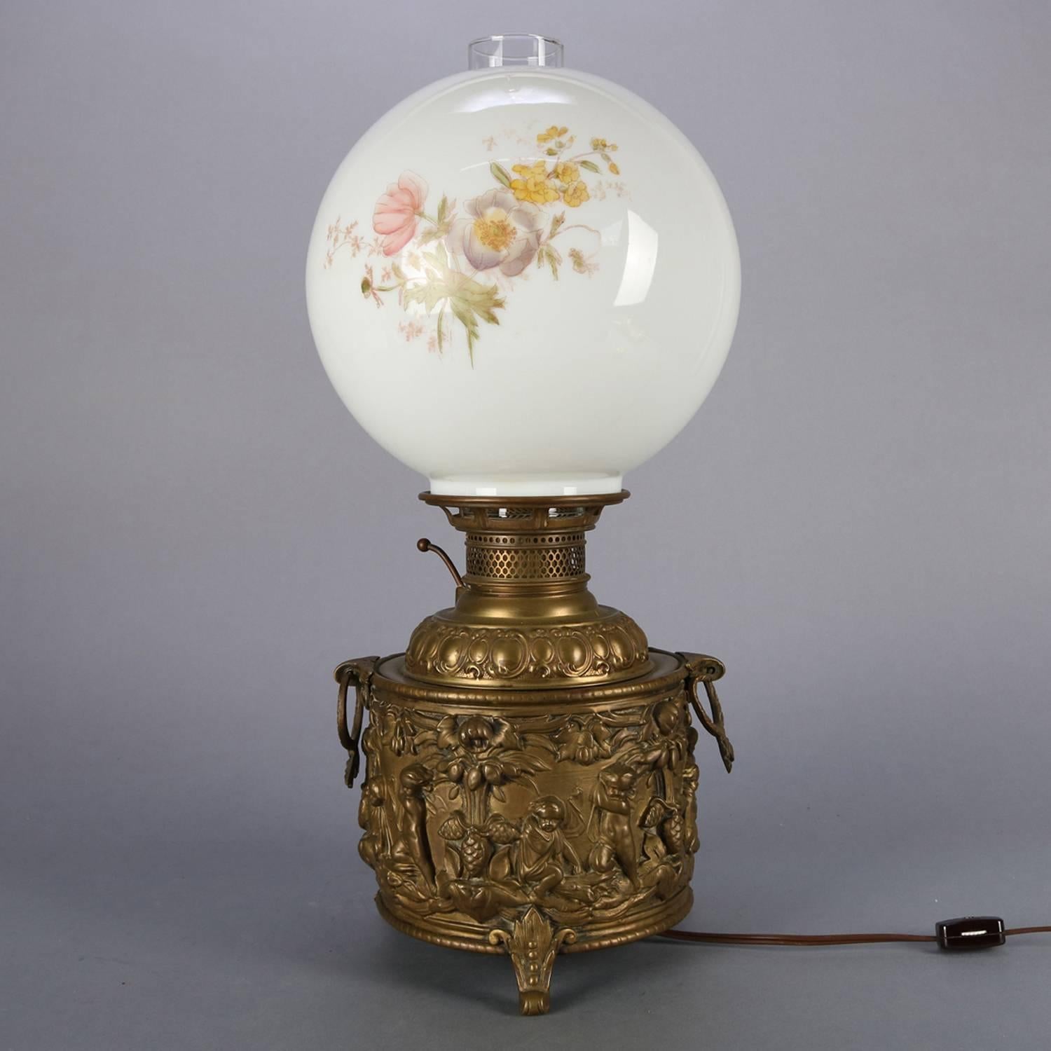 Antique Classical Embossed Brass Urn Form Gone with the Wind Table Lamp 11