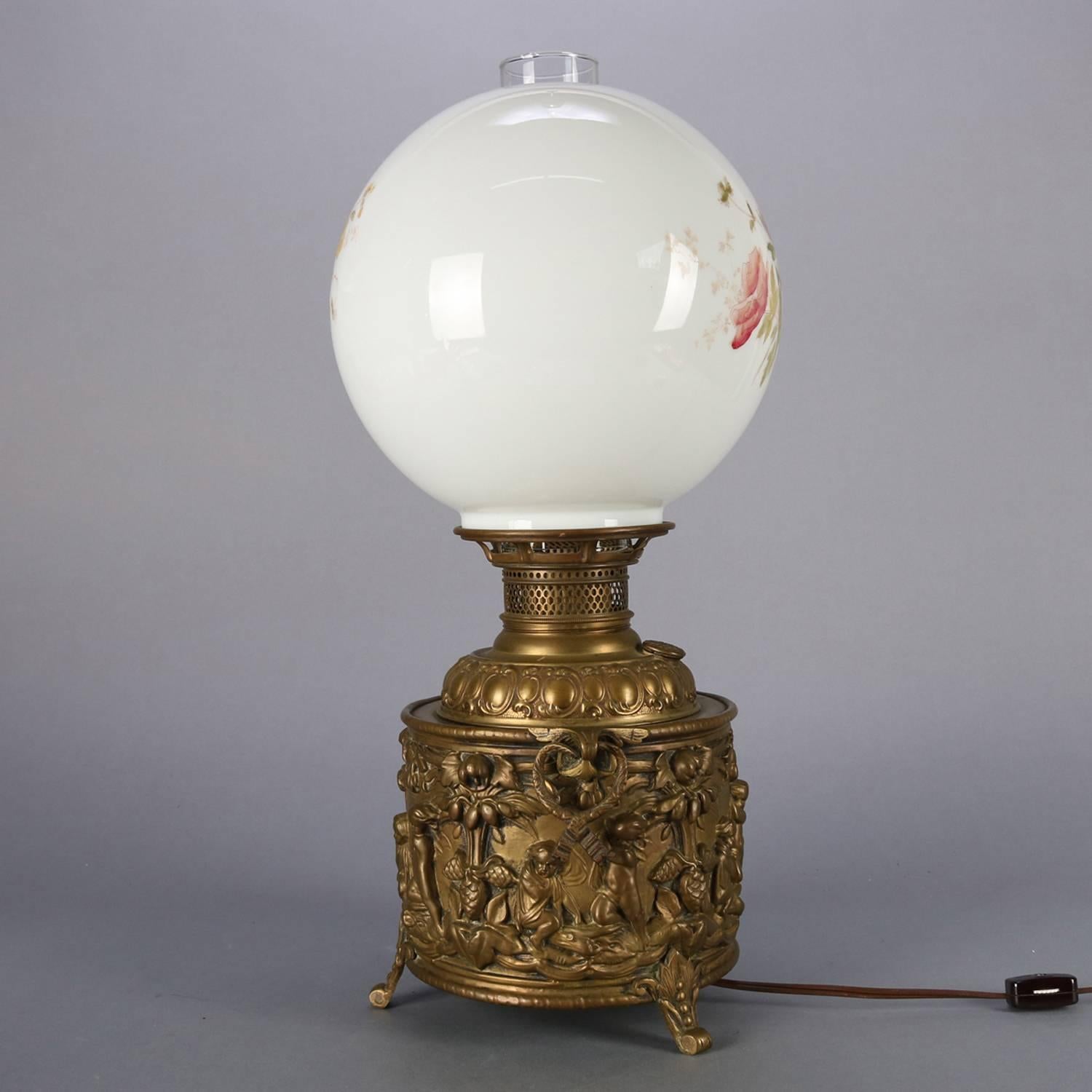 Antique Classical Embossed Brass Urn Form Gone with the Wind Table Lamp 12