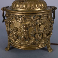 Antique Classical Embossed Brass Urn Form Gone with the Wind Table Lamp