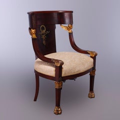 Antique Classical Empire Figural Mahogany & Ormolu Armchair, c1830