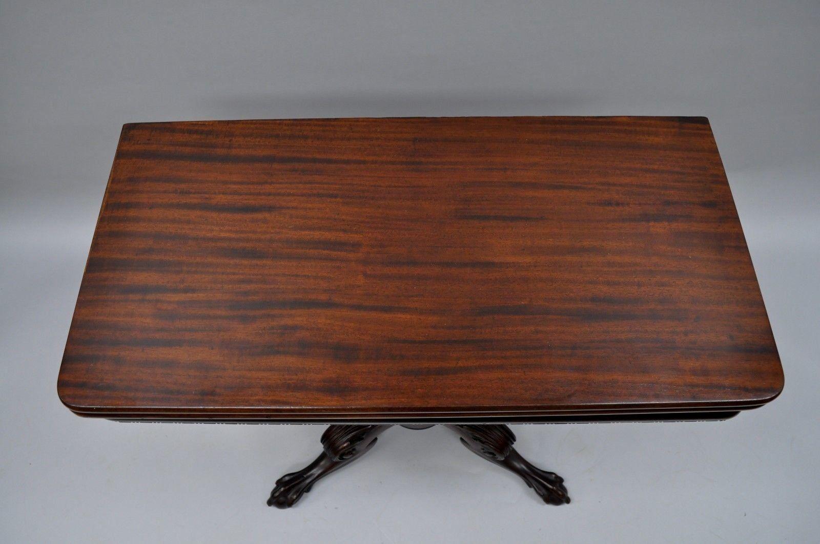 Antique Classical Empire Mahogany Ball and Claw Console Flip Top Game Table 2
