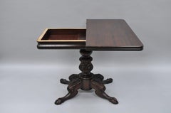 Antique Classical Empire Mahogany Ball and Claw Console Flip Top Game Table
