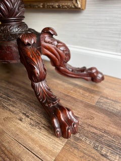 Antique Classical Empire Mahogany Claw Foot Console Flip Top Game Table 1830s