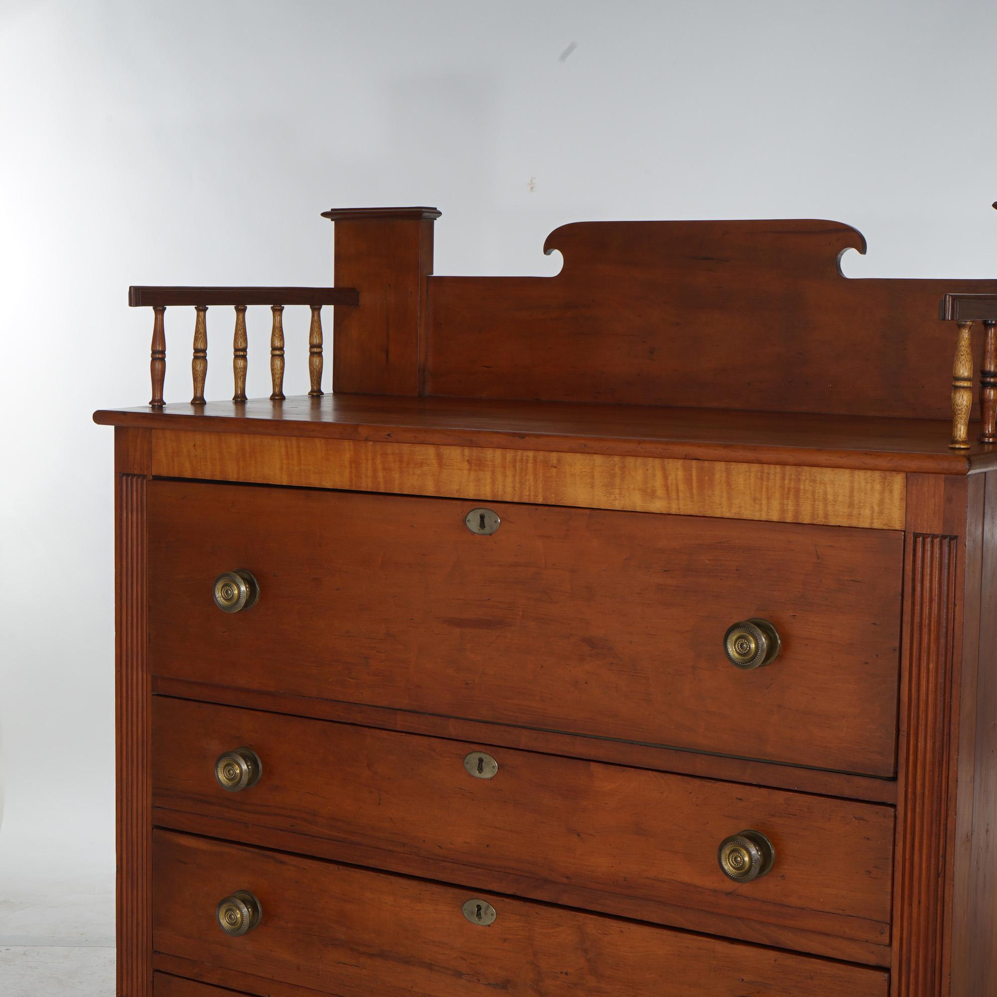 Antique Classical Empire Mahogany Gentlemans Chest with Gallery Backsplash 19thC For Sale 1