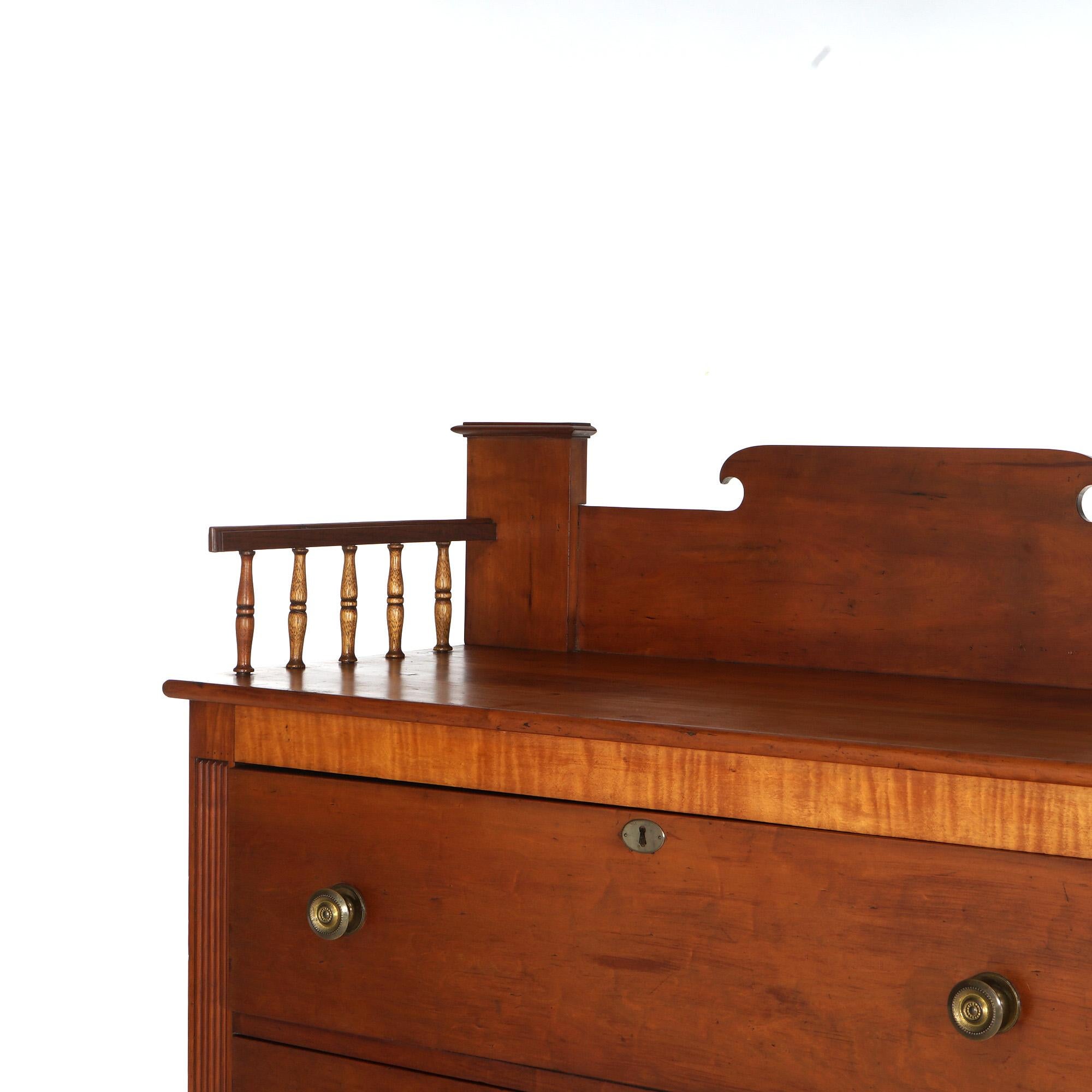Antique Classical Empire Mahogany Gentlemans Chest with Gallery Backsplash 19thC For Sale 3