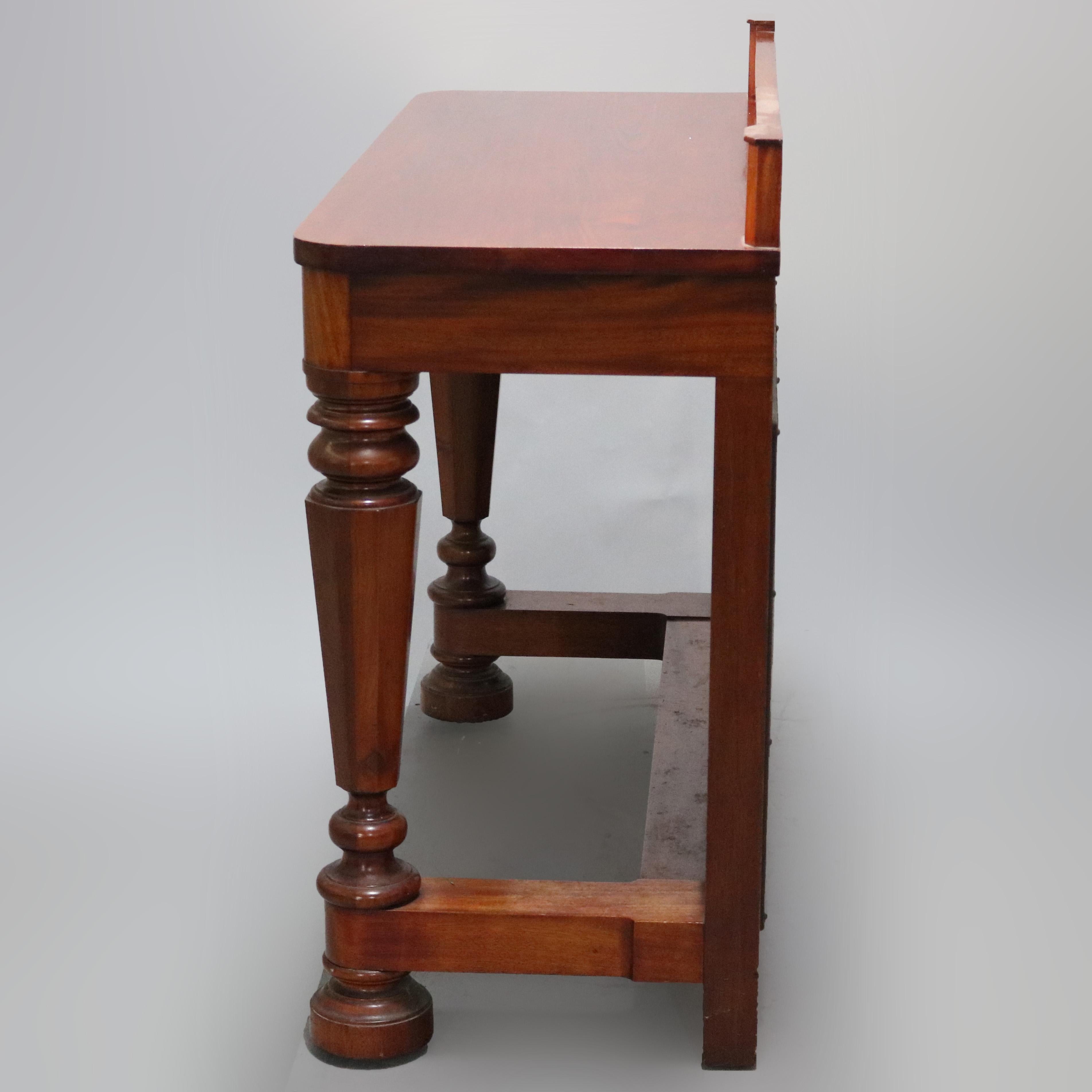 Antiguo Imperio Clásico Mesa de muelle de caoba con espejo y patas abalaustradas C1900 en venta 7