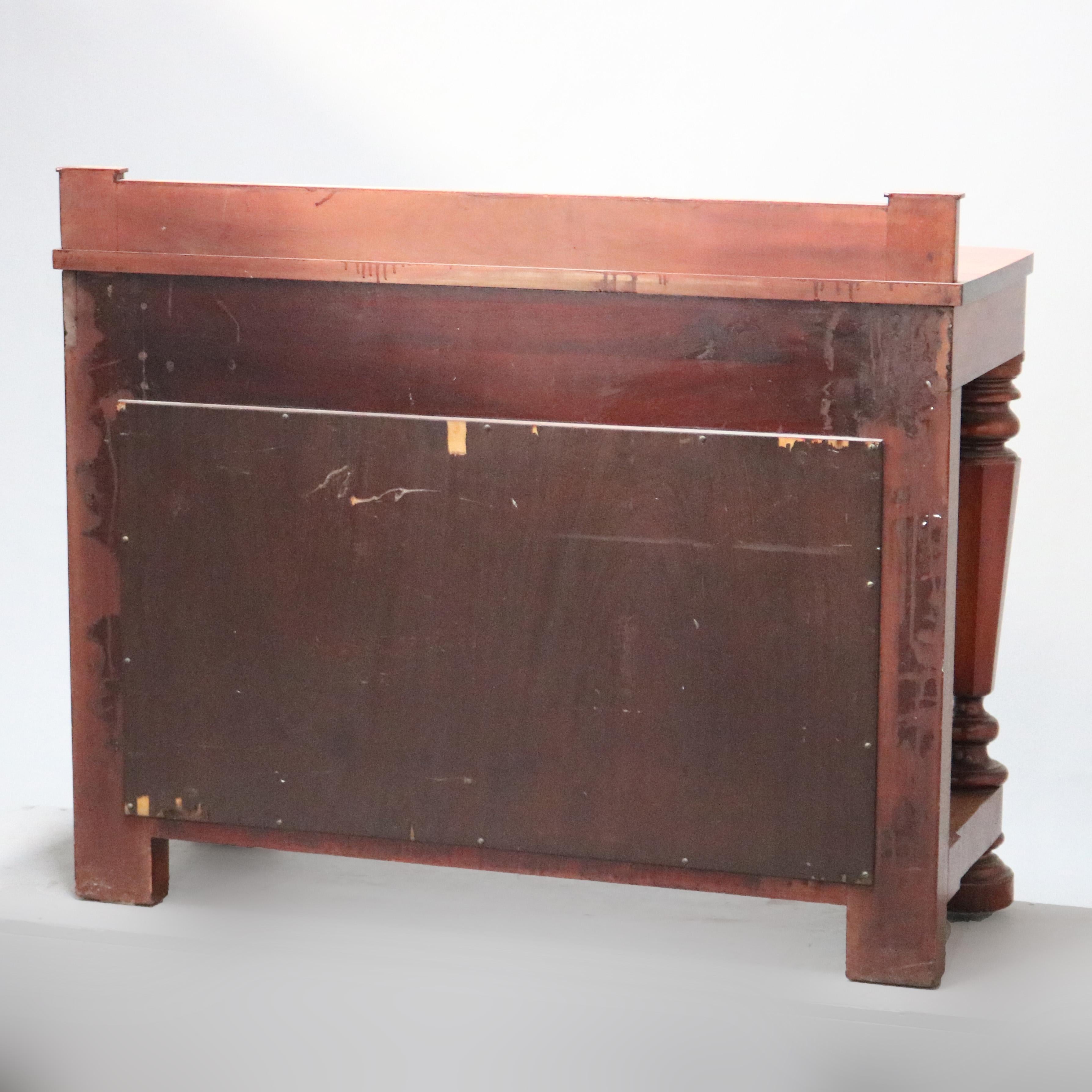 Antiguo Imperio Clásico Mesa de muelle de caoba con espejo y patas abalaustradas C1900 en venta 8