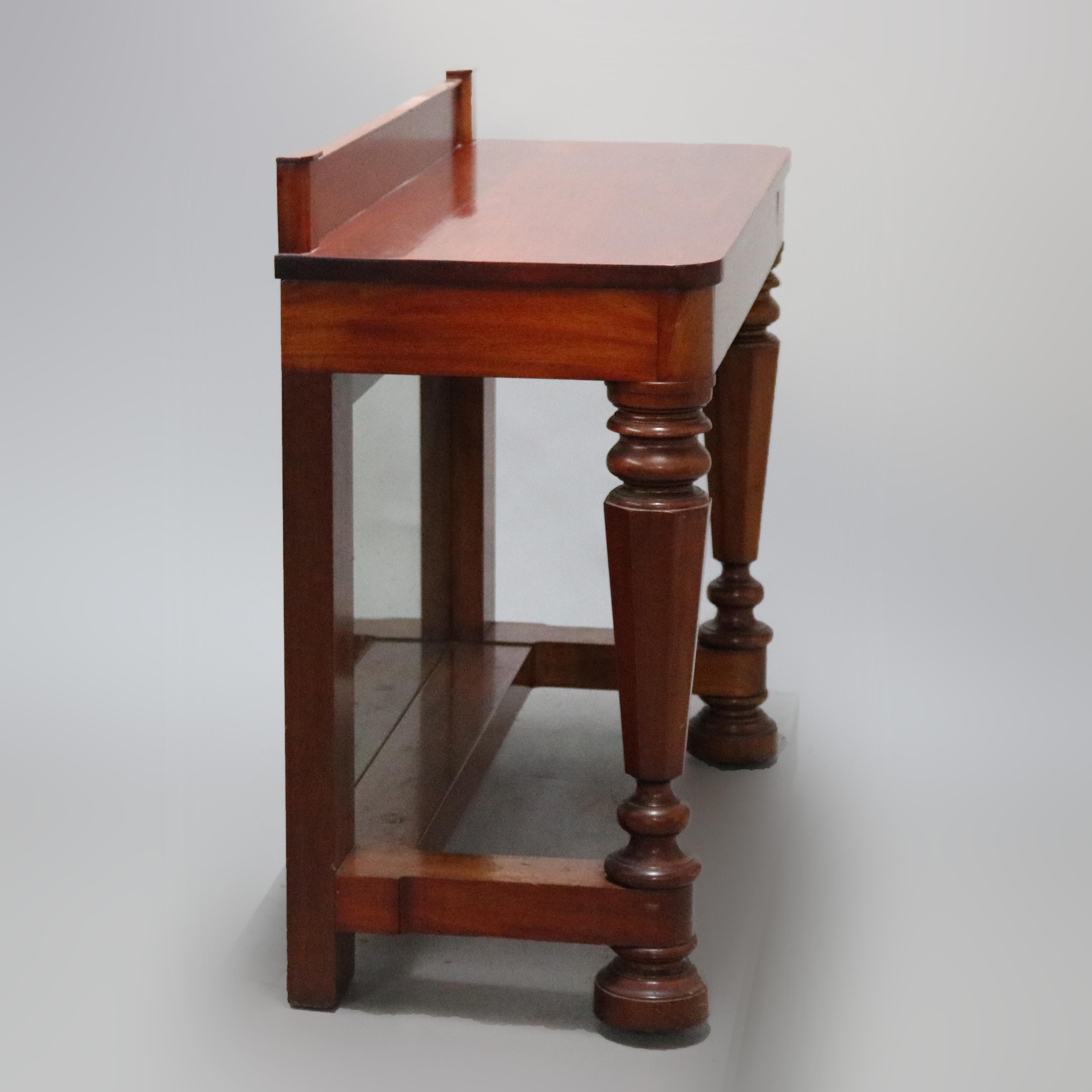 Antiguo Imperio Clásico Mesa de muelle de caoba con espejo y patas abalaustradas C1900 en venta 9
