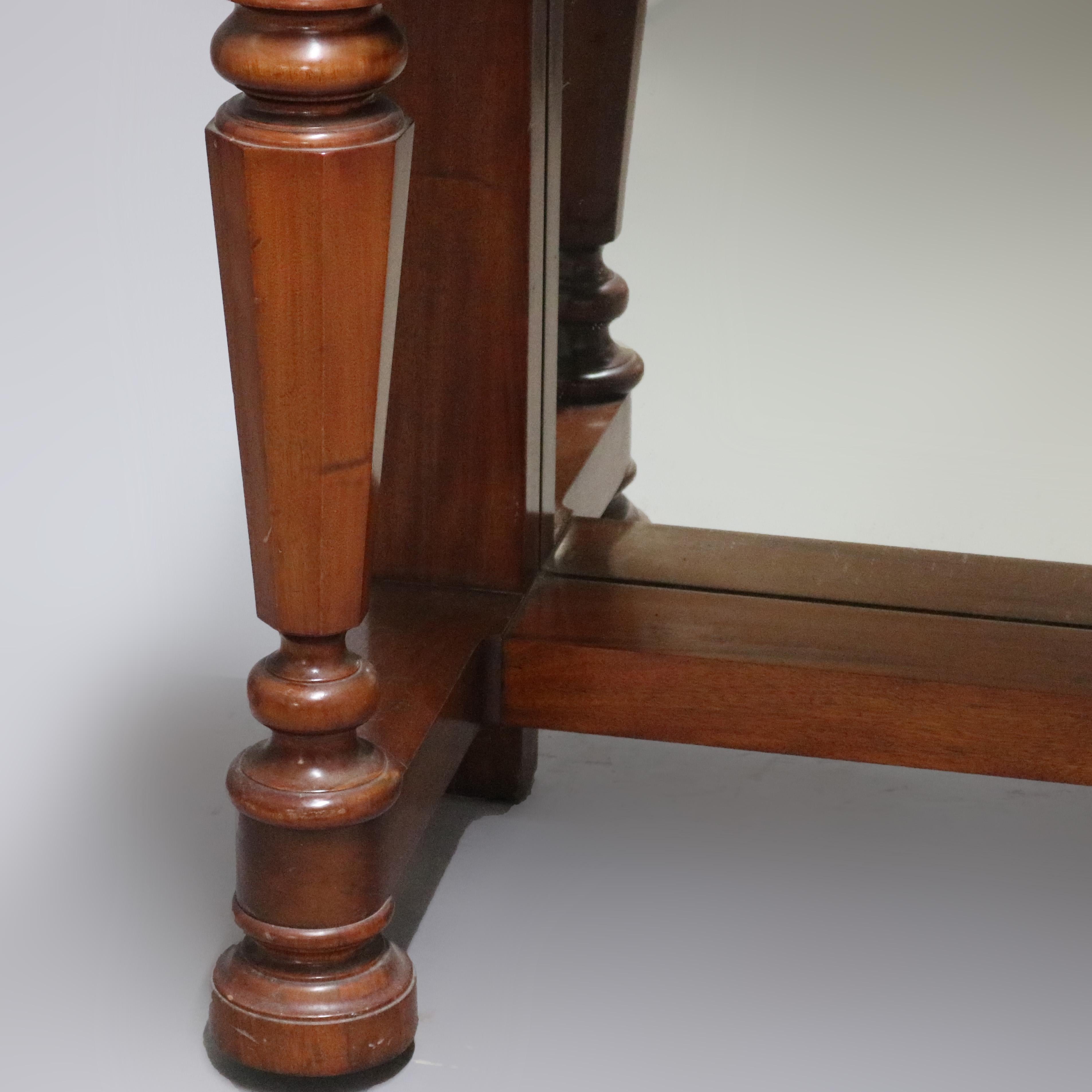 Antiguo Imperio Clásico Mesa de muelle de caoba con espejo y patas abalaustradas C1900 siglo XX en venta