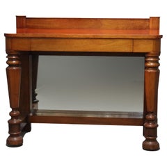 Antique Classical Empire Mahogany Mirrored Pier Table with Balustrade Legs C1900