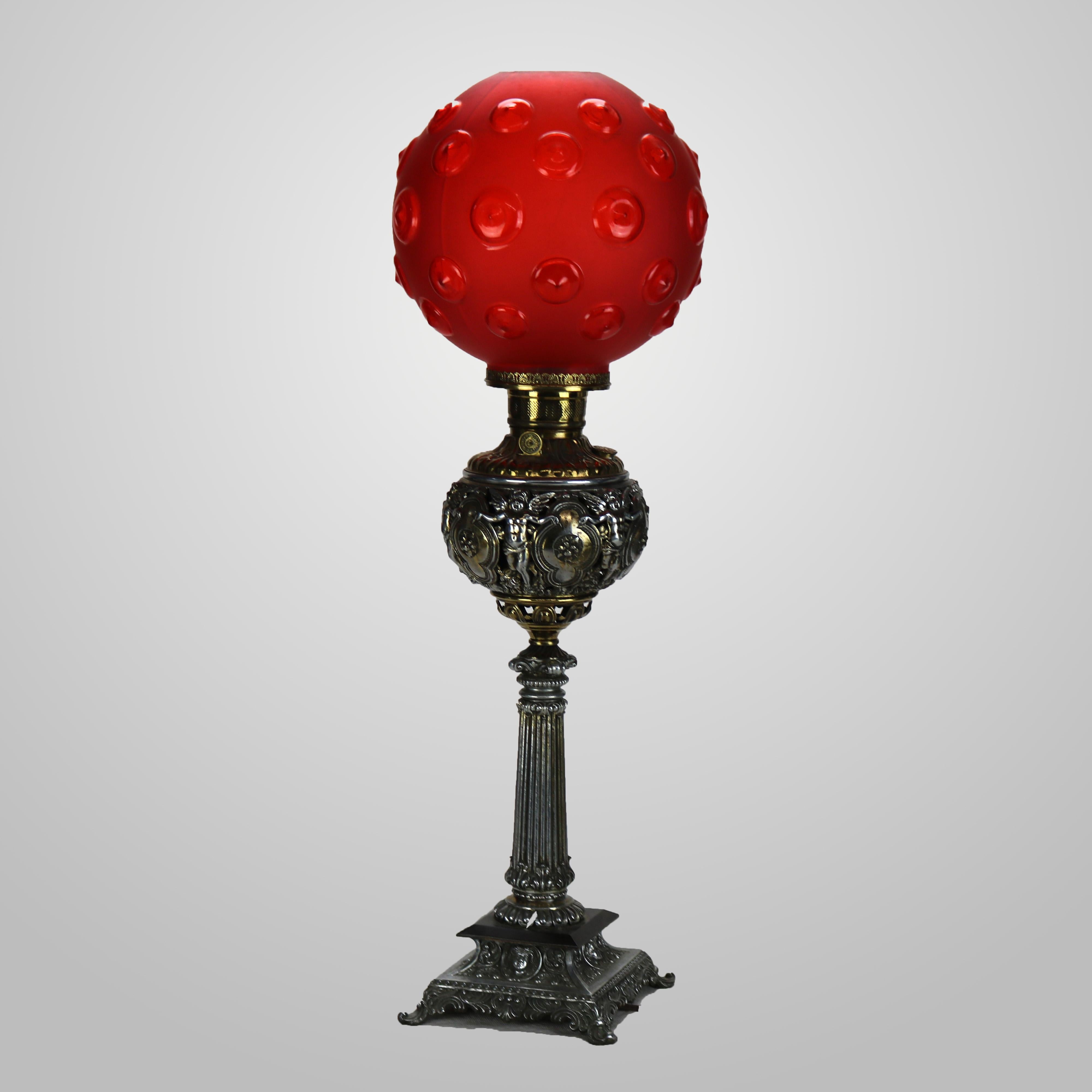 Antica lampada da tavolo classica con cherubino figurato elettrificato C1890 in vendita 1