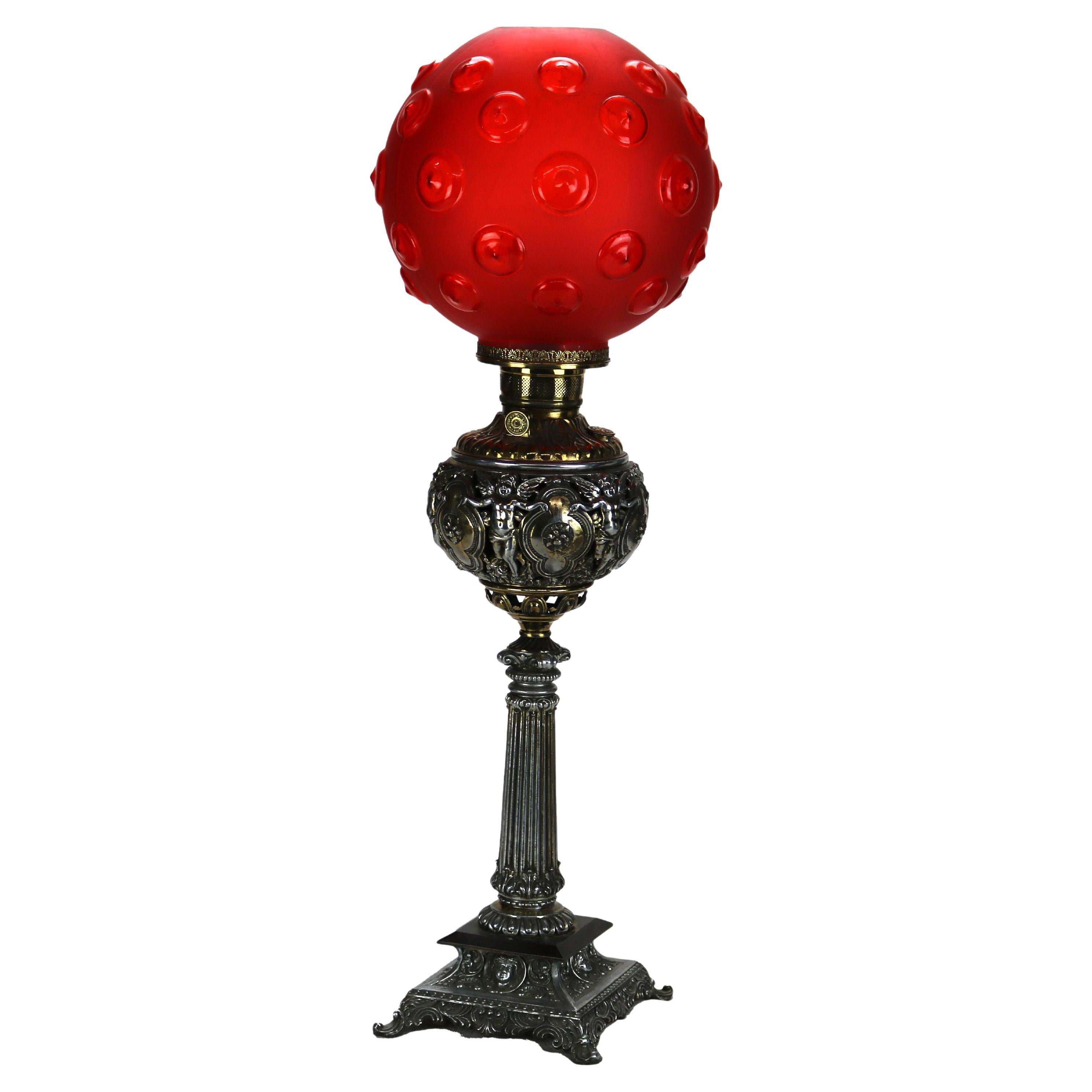 Antique Classical Figural Cherub Electrified Table Lamp C1890